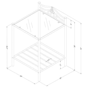  open design. The clear tempered glass top adds a crisp