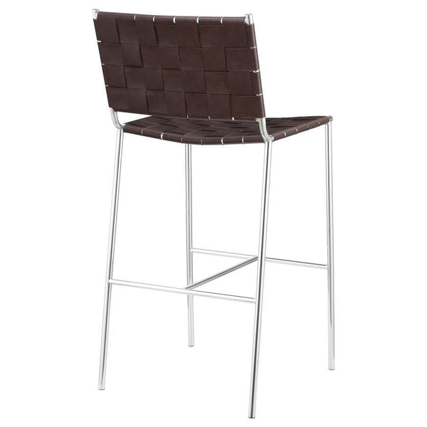 Adelaide - Upholstered Pub Height Bar Stool - Brown And Chrome