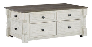 What a fresh interpretation of country classic style. Inspired by American farmhouse craftsmanship, but with an elevated sensibility, this lift-top coffee table blends distinctive details such as turned post accents and raised drawer fronts for a substant