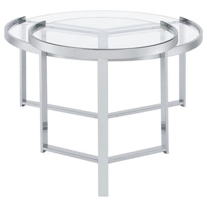 Delia - 2 Piece Round Glass Top Nesting Coffee Table - Chrome