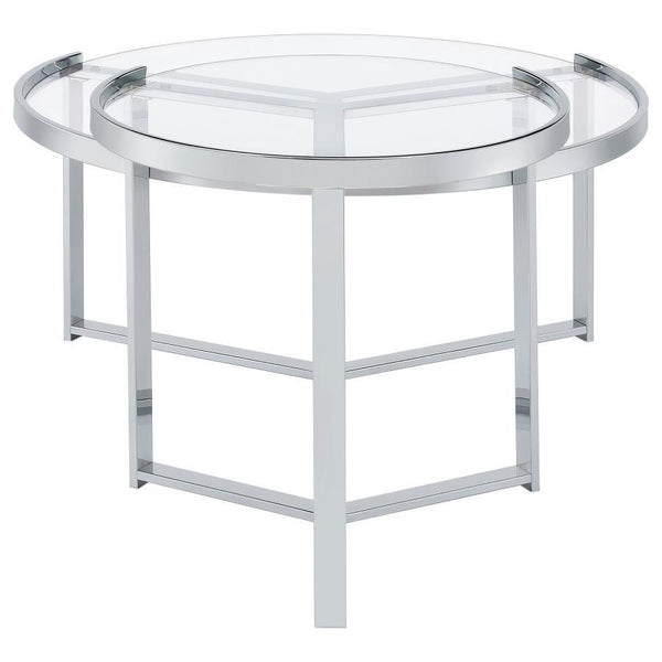 Delia - 2 Piece Round Glass Top Nesting Coffee Table - Chrome