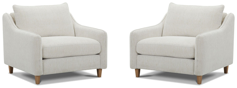 Whether you-'re curling up with a book or entertaining guests, our Chair and a Half provides the perfect combination of comfort and style. The wood feet in a natural finish add a distinctive touch and lend a modern vibe to the design. Exquisitely tailored