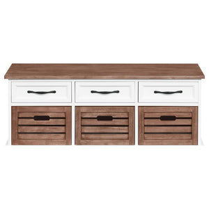 Alma - 3-Drawer Storage Bench - Weathered Brown And White