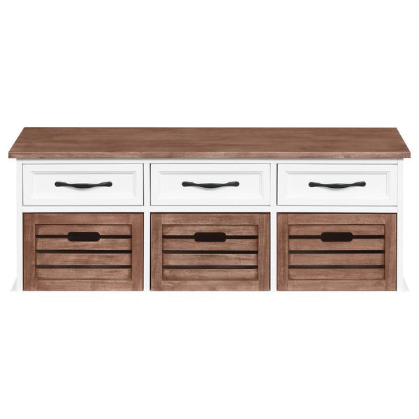 Alma - 3-Drawer Storage Bench - Weathered Brown And White