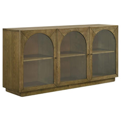 This versatile sideboard brings a blend of elegance and practicality to your dining room or living space. Crafted with hardwood, engineered wood, and oak veneer, it features a warm brown oak finish that enhances the natural beauty of the materials. Three 
