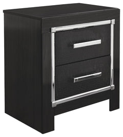 Rest easy. The luxurious look youâ€™ve been dreaming of is yours for the taking, at a price sure to put you at ease. This nightstandâ€™s deep, dark finish, faceted chrome-tone accents and faux alligator panels exude Hollywood-chic style to the max. Sure t