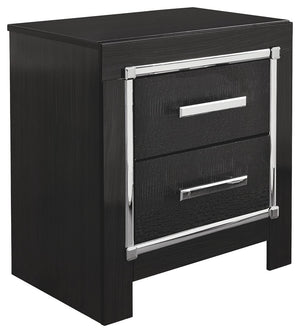 Rest easy. The luxurious look youâ€™ve been dreaming of is yours for the taking, at a price sure to put you at ease. This nightstandâ€™s deep, dark finish, faceted chrome-tone accents and faux alligator panels exude Hollywood-chic style to the max. Sure t
