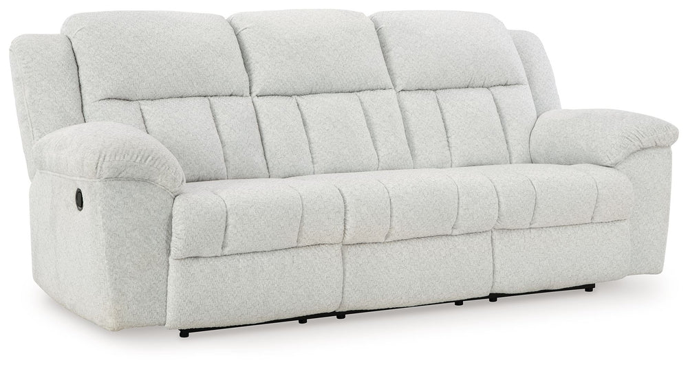 With its large-scale design, this extra-spacious reclining sofa is a masterclass in accessible style. Plush, ultra-soft upholstery keeps everyone cozy as you lounge with family or guests. In a neutral hue, it seamlessly suits different aesthetics as your 
