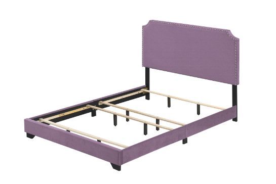 Refurbish your bedroom in a modern and sleek style! Soft fabric fully covers the bed frame in a solid color design that highlights the simple and elegant silhouette. The upholstered headboard is comfy to lean against for bedtime reading, with the sophisti