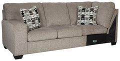 This left-arm facing sofa is made with polyester upholstery. Pairs with other items in the series to make a sectional.<br><br><b>Additional Dimensions</b><br><ul><li>Arm height: 25-"</li><li>Leg height: 3.5-"</li><li>Minimum width of doorway for delivery: