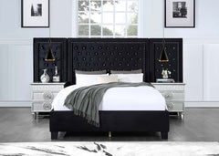 With an oversized headboard, the Damazy bed will become the focal point of any bedroom. The headboard features silver nailhead trim to frame in the crystal-like button tufting. The glimmering crystals give this bed the right hint of glamour. This Damazy b