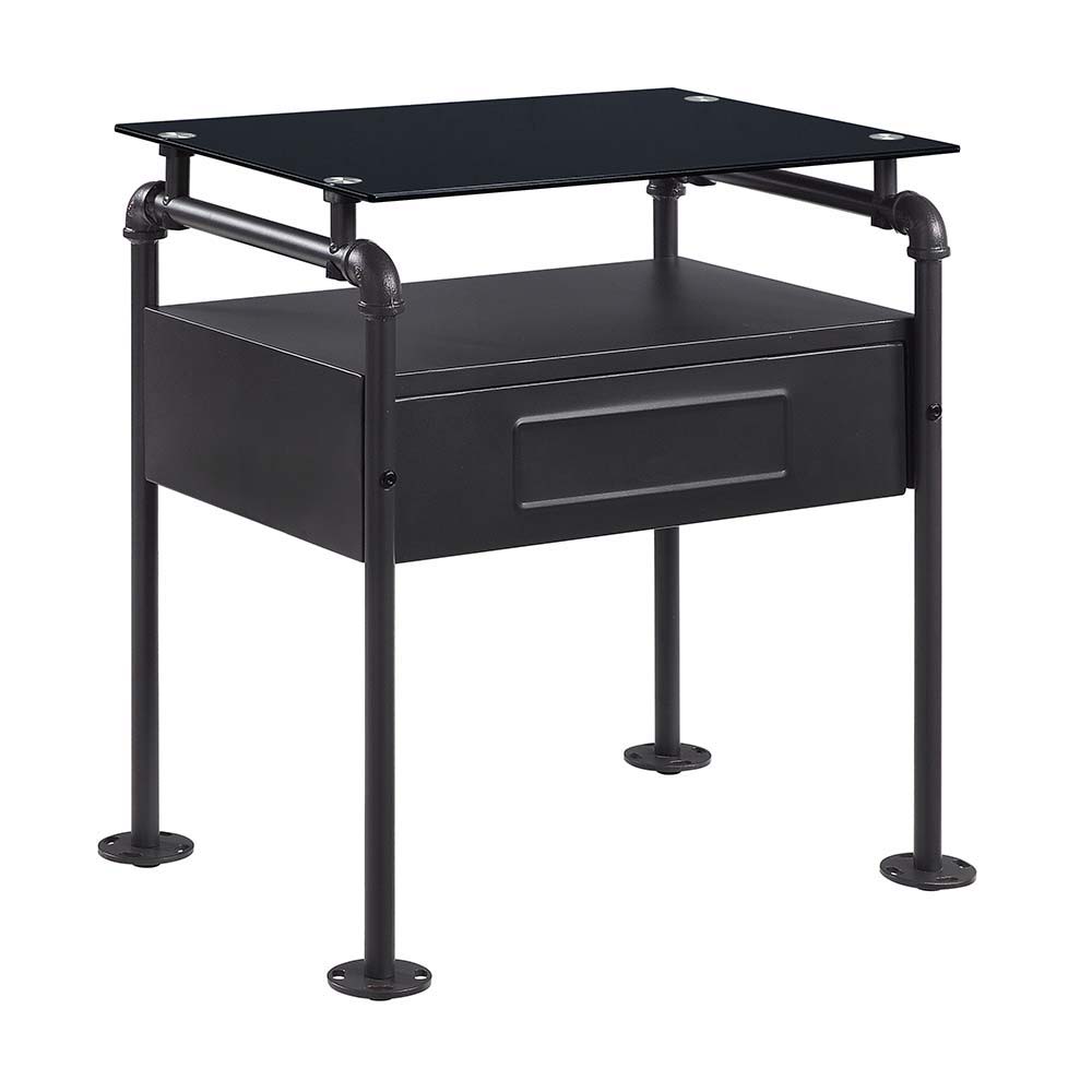 Nicipolis - Nightstand - Glass & Sandy Gray - 23-"