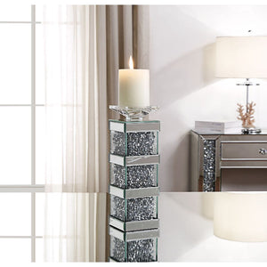 Noralie - Accent Candleholder (2 Piece) - Mirrored & Faux Diamonds - 13"