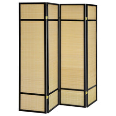 Enhance your space with this four-panel privacy screen, designed to offer both style and functionality. The FSC-certified solid pine wood frame ensures an eco-friendly choice, while the bamboo panels bring a natural, textured look to any room. Perfect sho