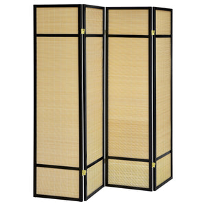 Enhance your space with this four-panel privacy screen, designed to offer both style and functionality. The FSC-certified solid pine wood frame ensures an eco-friendly choice, while the bamboo panels bring a natural, textured look to any room. Perfect sho