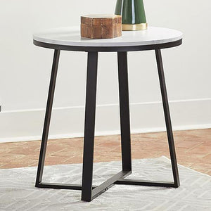  ideal for contemporary spaces. The round faux marble top in white adds elegance