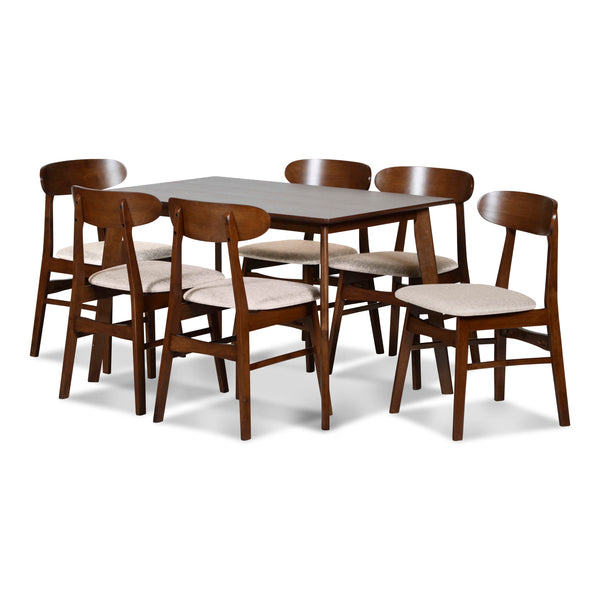 The Morocco Mid-Century Modern Wood 7 Piece Dining Set is a perfect combination of durability