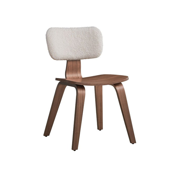 Casson - Side Chair (Set of 2) - White Boucle & Walnut