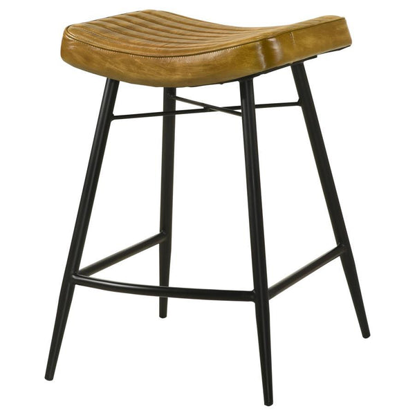 Bayu - Leather Upholstered Counter Stool (Set of 2) - Camel