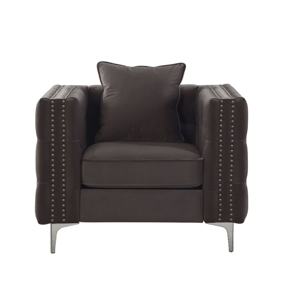 KD â€¢ Features: 1 Pillow, Button Tufted, Nailhead Trim (Arms, Back) â€¢ Tight Back & Loose Seat Cushion (1+1) â€¢ Backrest Style: Shelter/Chesterfield (Button Tufted Inside Only) â€¢ Seat Construction: Pocket Coil, Inside Frame: Wood & Foam, Box Seat Cus