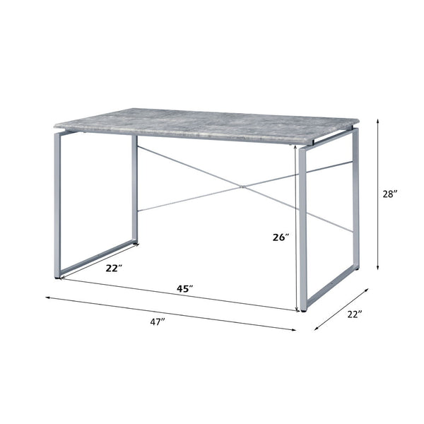 Jurgen - Desk - Faux Concrete & Silver
