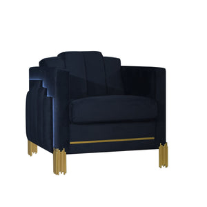 Introducing the Empire Chair, a durable and stylish addition to your living space. Crafted with frames of eco-friendly manufactured woods, this chair ensures lasting strength and durability. Upholstered in luxurious 100% midnight black polyester velvet fa