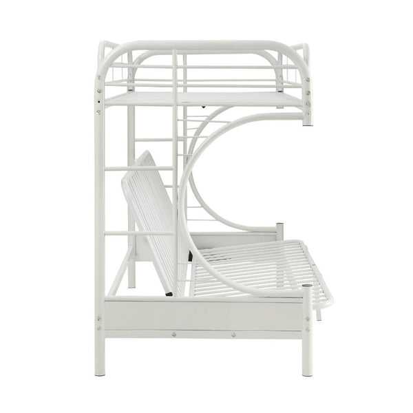 Eclipse - Twin Long Over Queen Over Futon Bunk Bed - White
