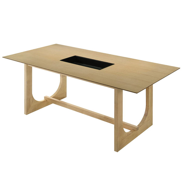  this set showcases a stunning nature finish that effortlessly blends modern design with timeless charm. The unique base adds a sculptural elemen