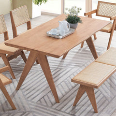 Fixed Table Top Natural Finish Style Rattan Seat & Back Cushion