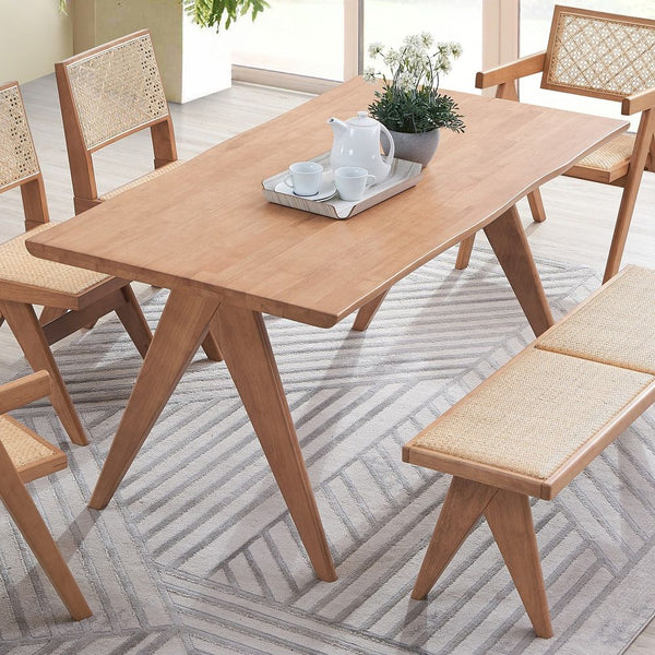Fixed Table Top Natural Finish Style Rattan Seat & Back Cushion
