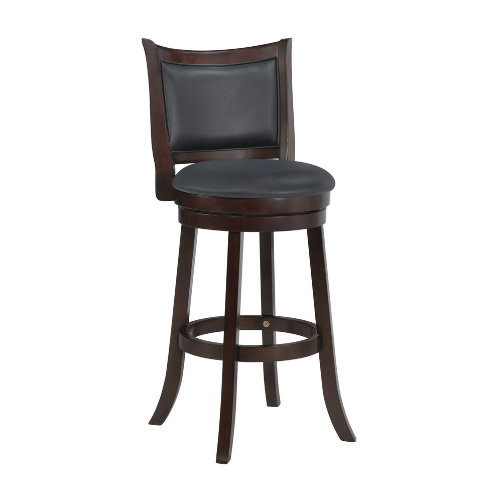 The New Classic Furniture Bristol Pub Height Swivel Bar Stool is a durable and stylish seating solution designed for comfort and convenience. Constructed from quality Rubberwood solids and manufactured wood, ensuring long-lasting strength. The circular fo