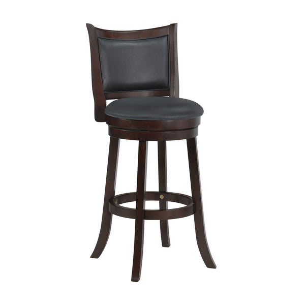 The New Classic Furniture Bristol Pub Height Swivel Bar Stool is a durable and stylish seating solution designed for comfort and convenience. Constructed from quality Rubberwood solids and manufactured wood, ensuring long-lasting strength. The circular fo