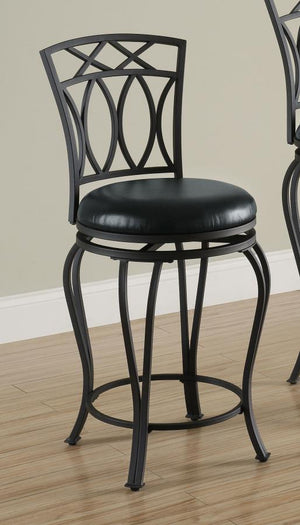  transitional style highlights this metal swivel counter stool. Perfect for an inviting kitchen island