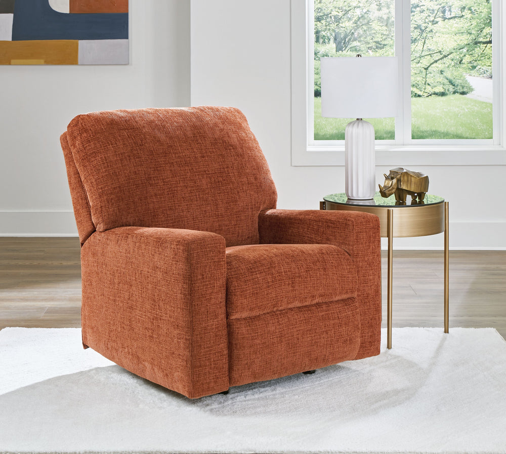 Looking to make a bold statement with color? Liven up your living room with this rocker recliner. Its trend-right burnt orange upholstery adds a playful pop of color to your decor. Pairing posh style with everyday comfort, this piece is a welcome addition