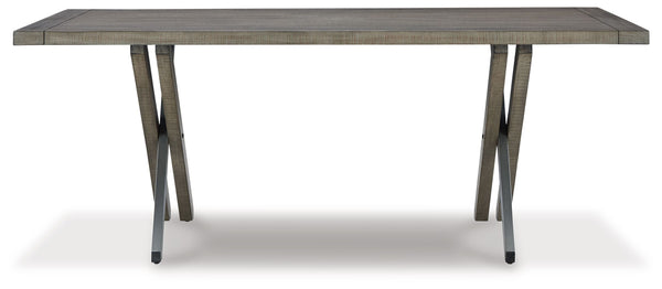  this rectangular table combines a complex blend of stains and glazeâ€”creating a weathere