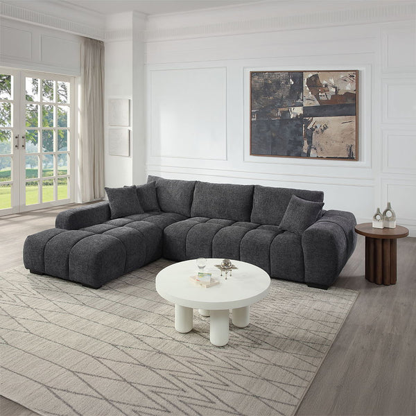 Chosen - Sectional Sofa With 3 Pillows - Gray