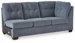 This right-arm facing sofa is made with polyester upholstery. Pairs with other items in the series to make a sectional.<br><br><b>Additional Dimensions</b><br><ul><li>Arm height: 38-"</li><li>Seat depth: 23-"</li><li>Seat height: 20-"</li><li>Top of cushi