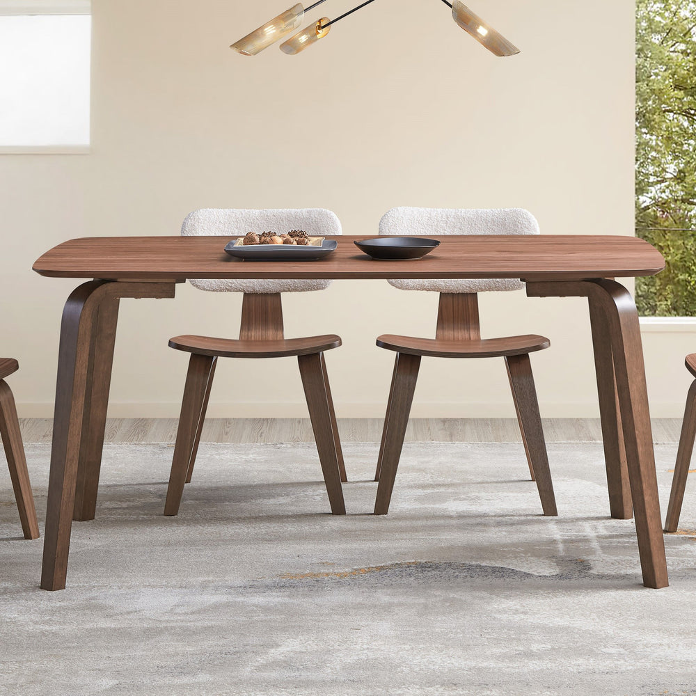 Fixed Table Top Bent Wood Legs Design Natural Finish Style Wooden Legss