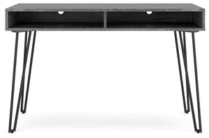 Strumford - Charcoal / Black - Home Office Desk with 2 Open Storages
