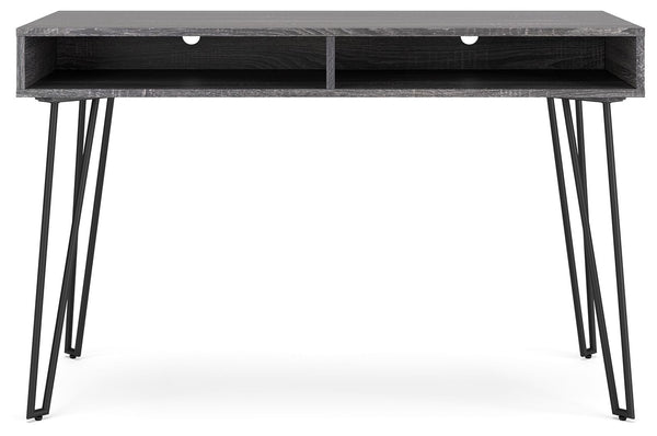 Strumford - Charcoal / Black - Home Office Desk with 2 Open Storages