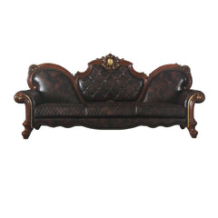The Picardy sofa collection brings the influence of European antiques to life with traditional carvings, detailed looping, and gorgeous vintage finish. The hand-applied finish enhances the beauty of the intricate woodwork and moldings. The sofa features c