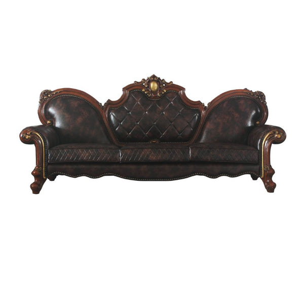 The Picardy sofa collection brings the influence of European antiques to life with traditional carvings, detailed looping, and gorgeous vintage finish. The hand-applied finish enhances the beauty of the intricate woodwork and moldings. The sofa features c