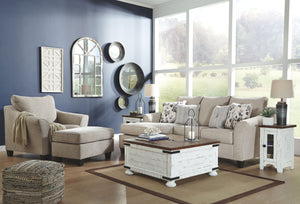  turn to this designer chair and ottoman. Wind down at the end of a long day when you sink into this canyon of comfort. <h4><b>Abney - Driftwood - Chair</b></h4> <table width=-"100%-"><colgroup><col style=-"width: 30%