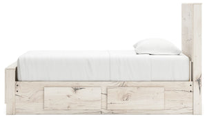 Lawroy - Light Natural - Twin Panel Bed With 2 Under Bed Storage Units