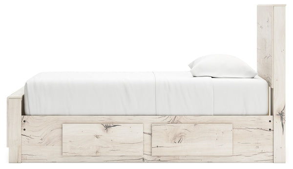 Lawroy - Light Natural - Twin Panel Bed With 2 Under Bed Storage Units