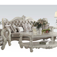 Assembled, w/7 Pillows Tight Back & Loose Seat Cushion 2 Seat Cushion Reversible?? w/Welted Edge Button Tufted/Curved Back Rolled/Flared Armrest Curved/Scrolled Trim: Full Back/Crown/ Legs: Poly Resin Ornamental Details in Front Arms & Base w/Nailhead Tri