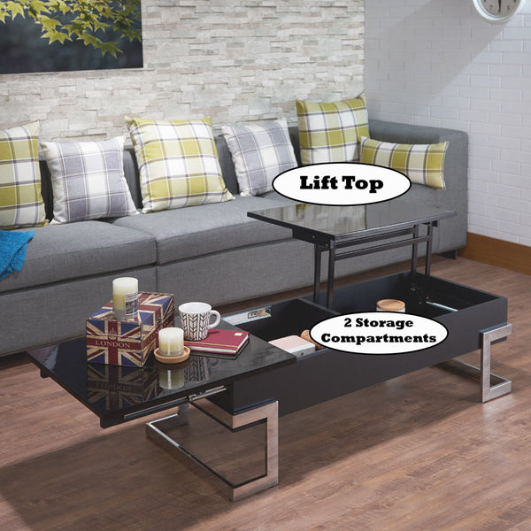 Calnan - Coffee Table - Black & Chrome