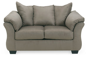Talk about fine lines and great curves. Thatâ€™s the beauty of this standout loveseatâ€”made to suit your appreciation for clean, contemporary style. A striking flared frame, comfy pillow top armrests and an ultra-soft upholstery that holds up to everyday