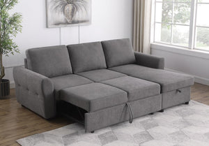 Samantha - Upholstered Storage Sleeper Sectional Sofa - Gray