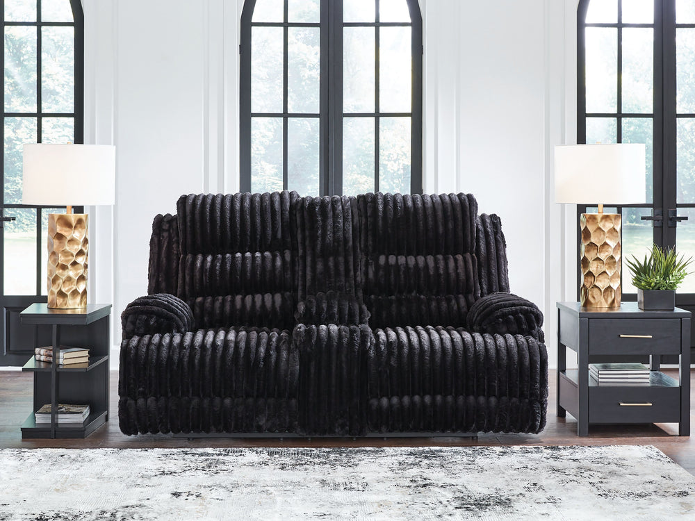 We donâ€™t know about you, but one look at this power reclining loveseat makes us want to settle in and never leave. Thereâ€™s so much to loveâ€”we-'ll start with its cozy corduroy and stylish contemporary design. Did we mention the generous seat and tall
